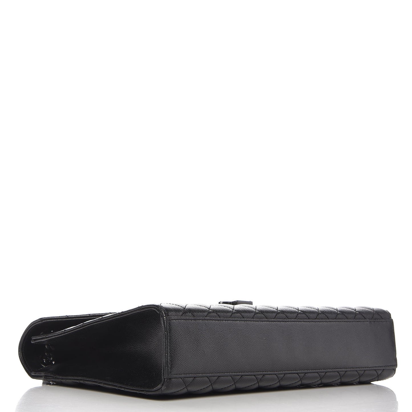 Grain De Poudre Textured Mixed Matelasse Large Triquilt Monogram Monochrome Satchel Black