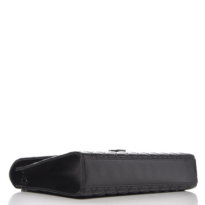 Saint Laurent Grain De Poudre Textured Mixed Matelasse Large Triquilt Monogram Monochrome Satchel Black 4 of 7