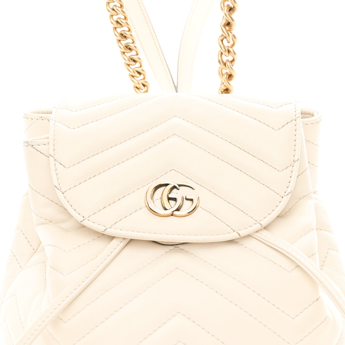 Calfskin Matelasse GG Marmont Flap Backpack White
