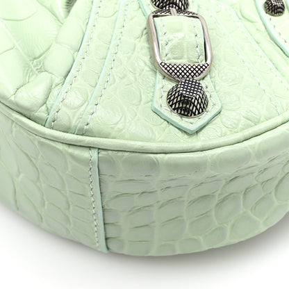Balenciaga Extra Supple Calfskin Crocodile Embossed Le Cagole Shoulder Bag XS Light Green 12 of 12