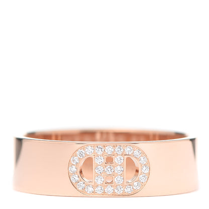 Hermes 18K Rose Gold Diamond PM H D'Ancre Ring 53 6.5 1 of 5