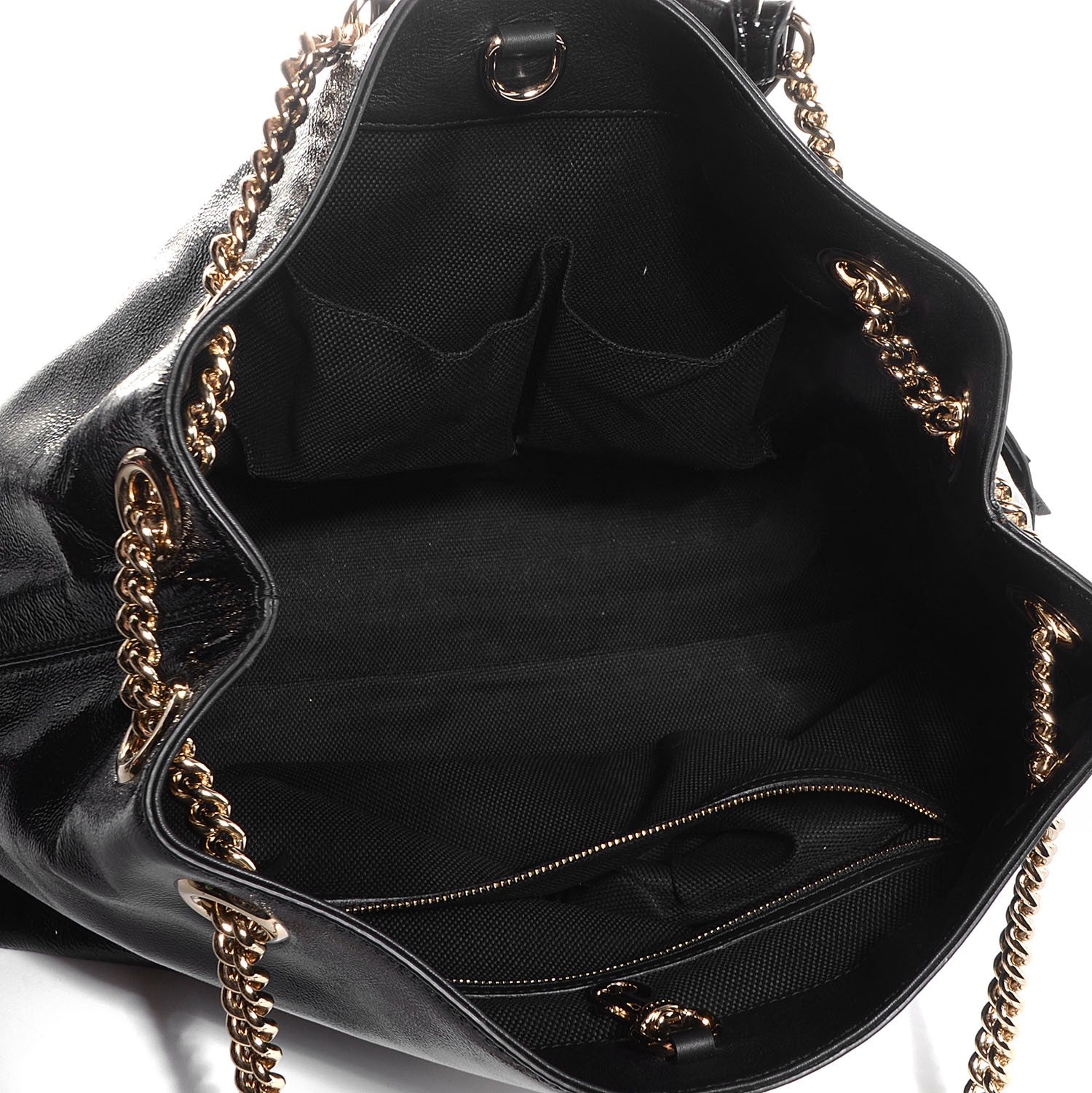 Gucci Patent Medium Soho Chain Shoulder Bag Black 5 of 9