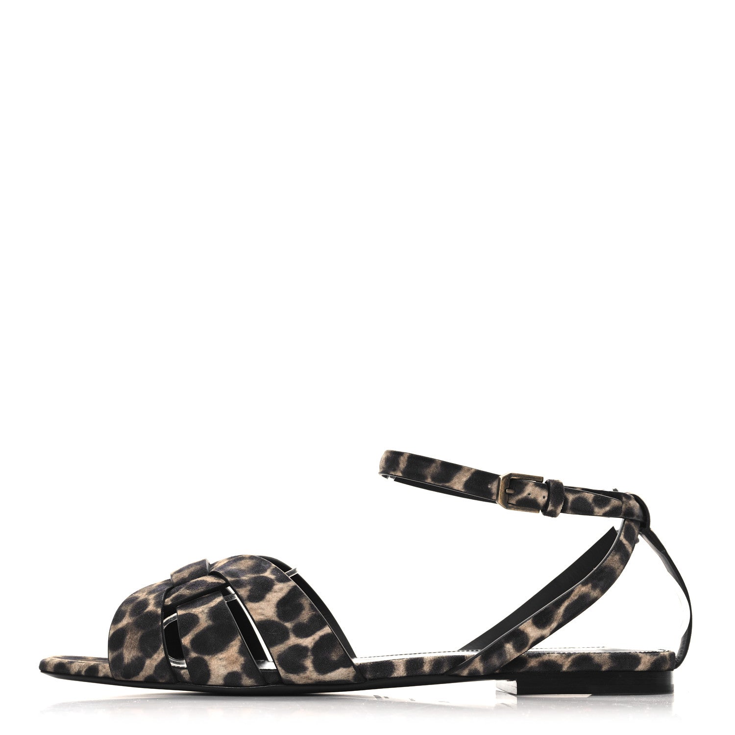 Saint Laurent Suede Leopard Print Tribute 05 Ankle Strap Sandals  40 Russian Beige 1 of 10
