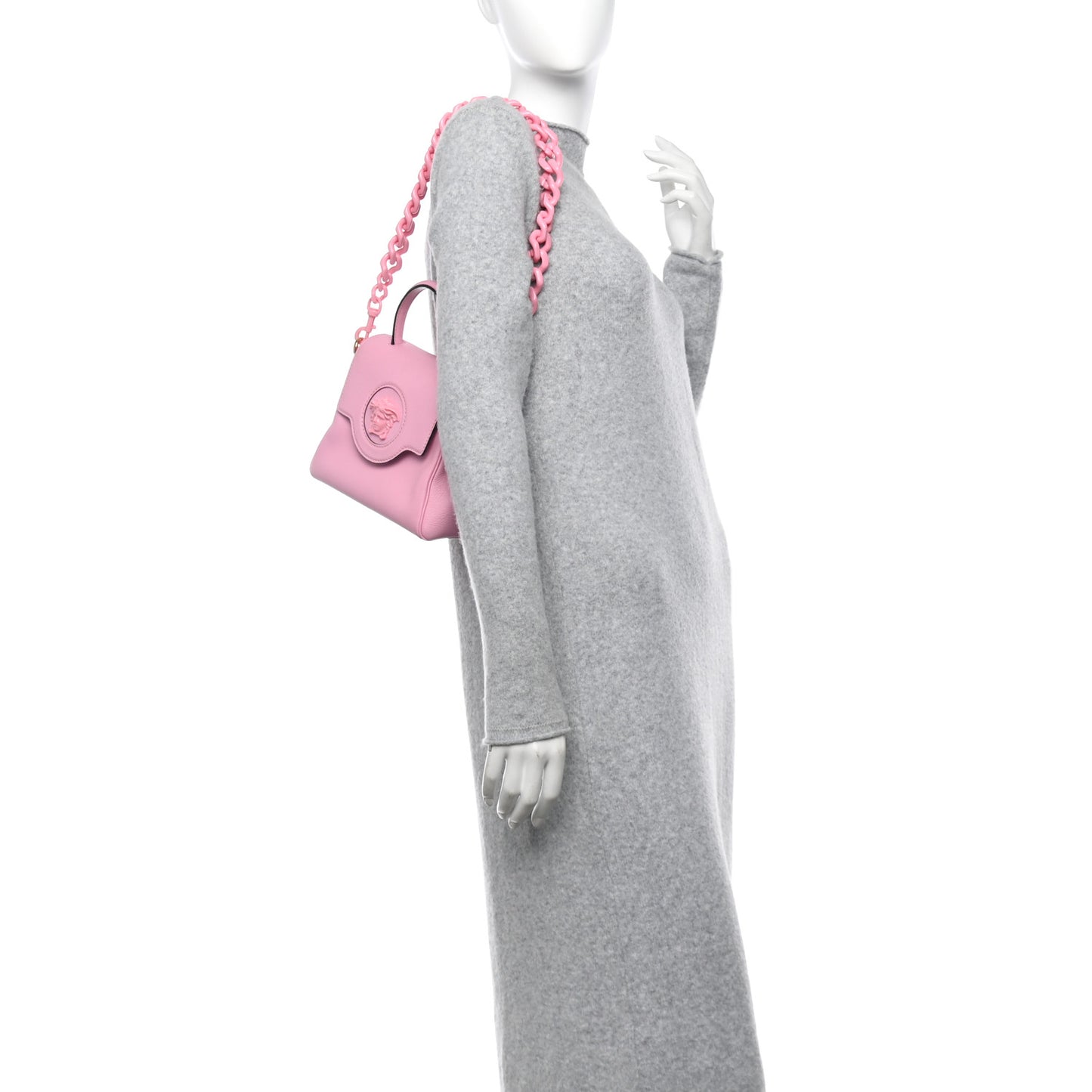 Grained Calfskin Small La Medusa Top Handle Bag Pink
