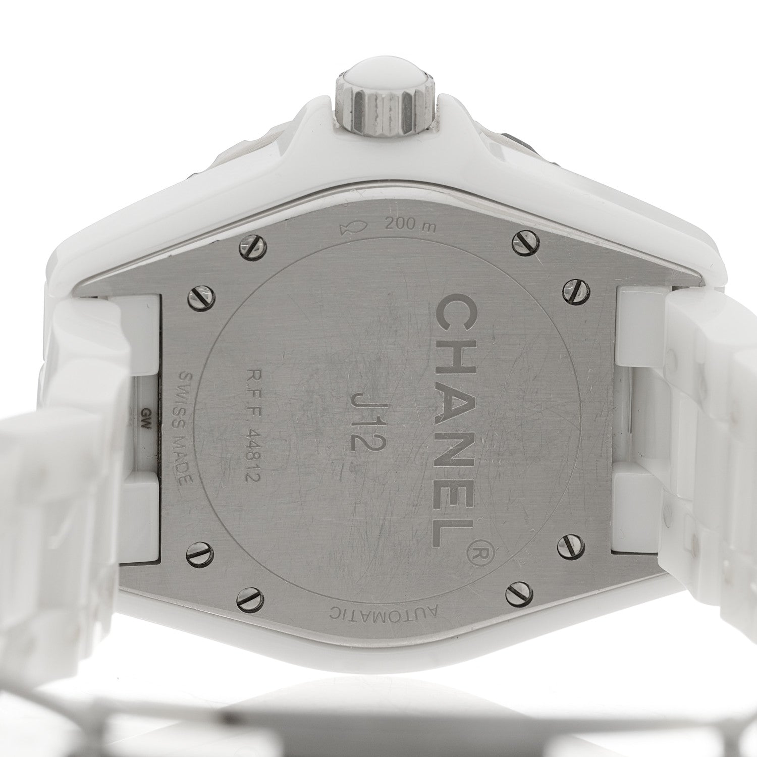 Chanel Stainless Steel Ceramic Diamond 38mm J12 Automatic Watch White 4 of 4
