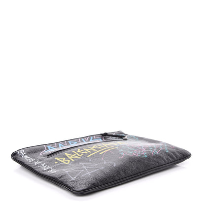 Balenciaga Agneau Arena Graffiti All Over Zip Pouch Black Multicolor 4 of 6