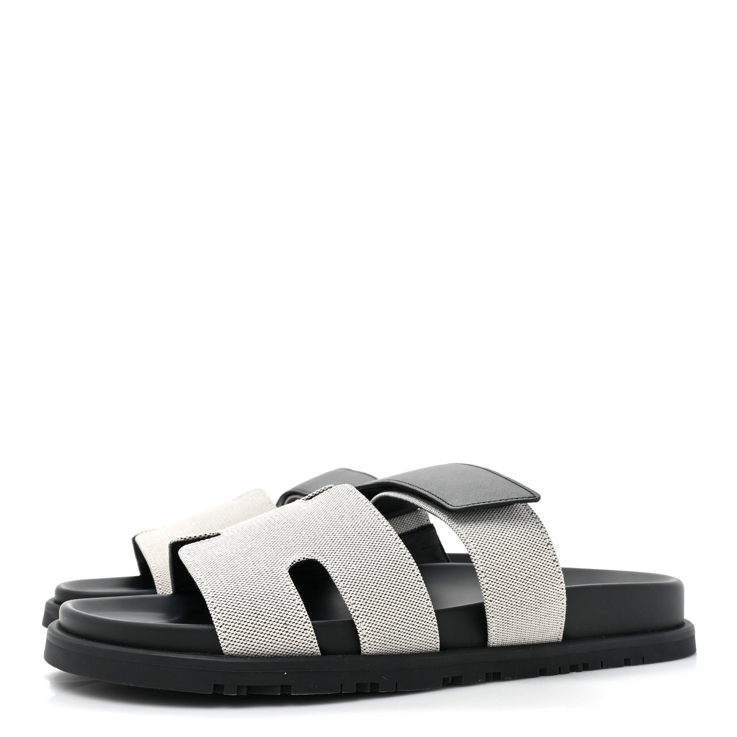 H Canvas Calfskin Mens Chypre Sandals 40 Prunoir Black