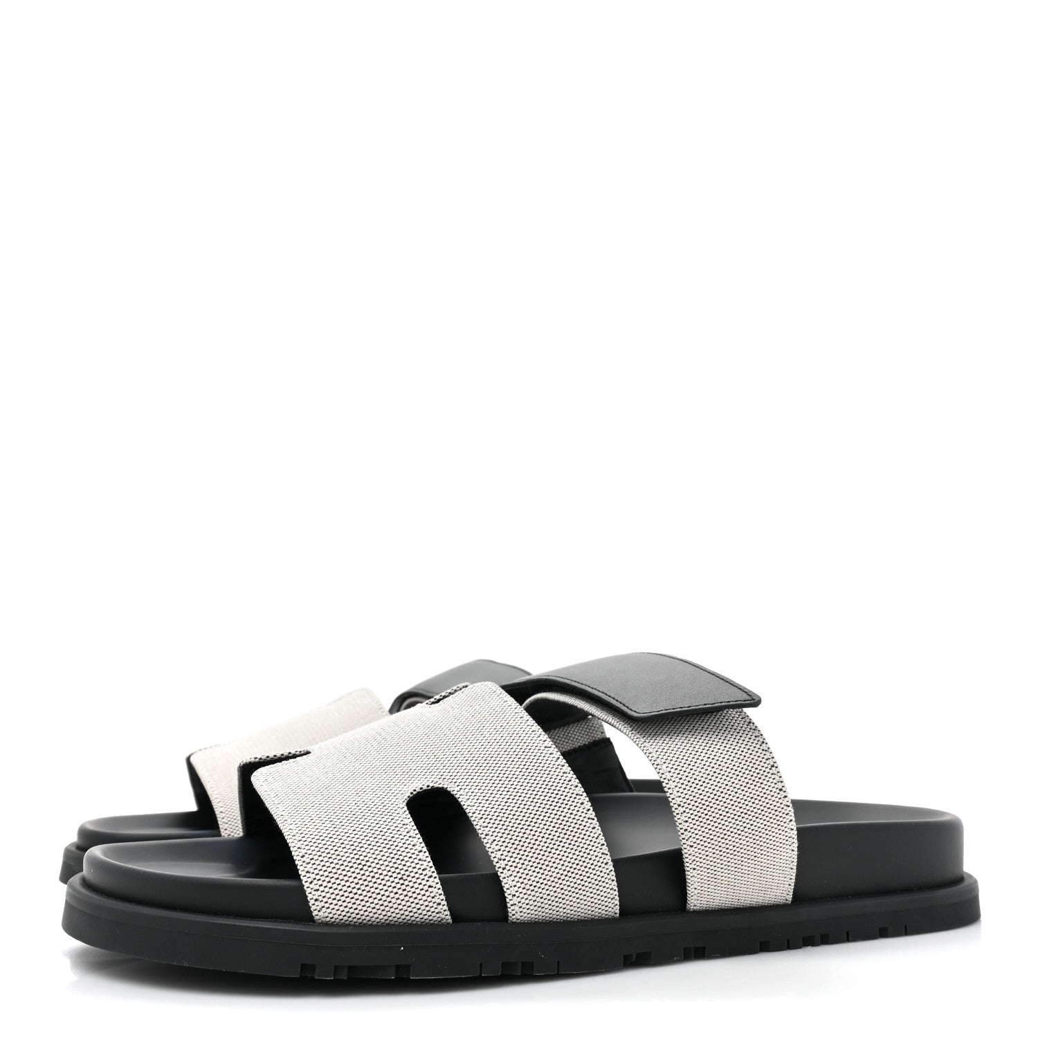 Hermes H Canvas Calfskin Mens Chypre Sandals 40 Prunoir Black 3 of 8