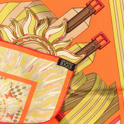 Hermes Silk Les Sangles de Phoebus Scarf 90 Orange Absinthe Brique 3 of 3