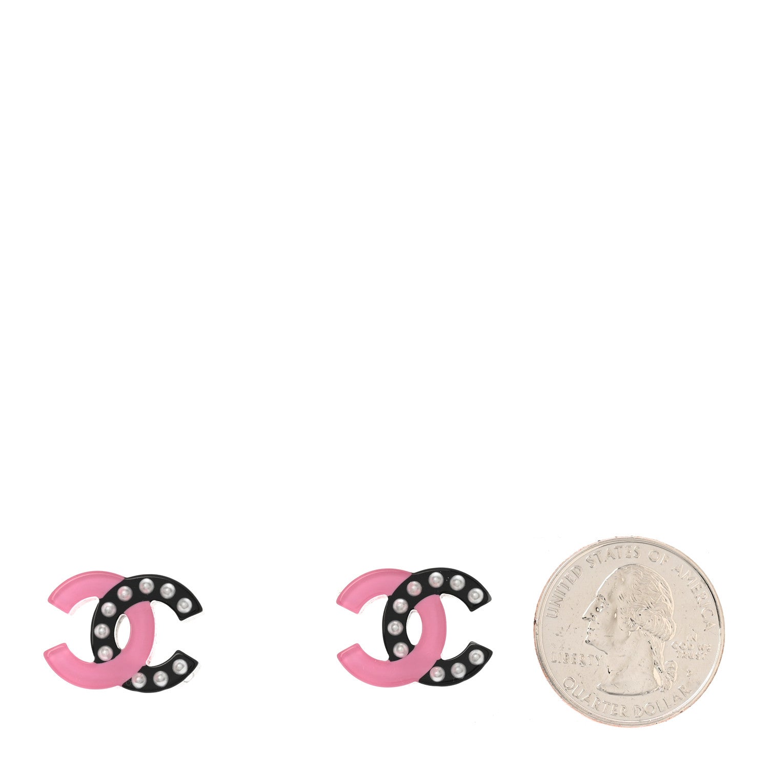 Chanel Resin Pearl CC Earrings Black Pink 2 of 5