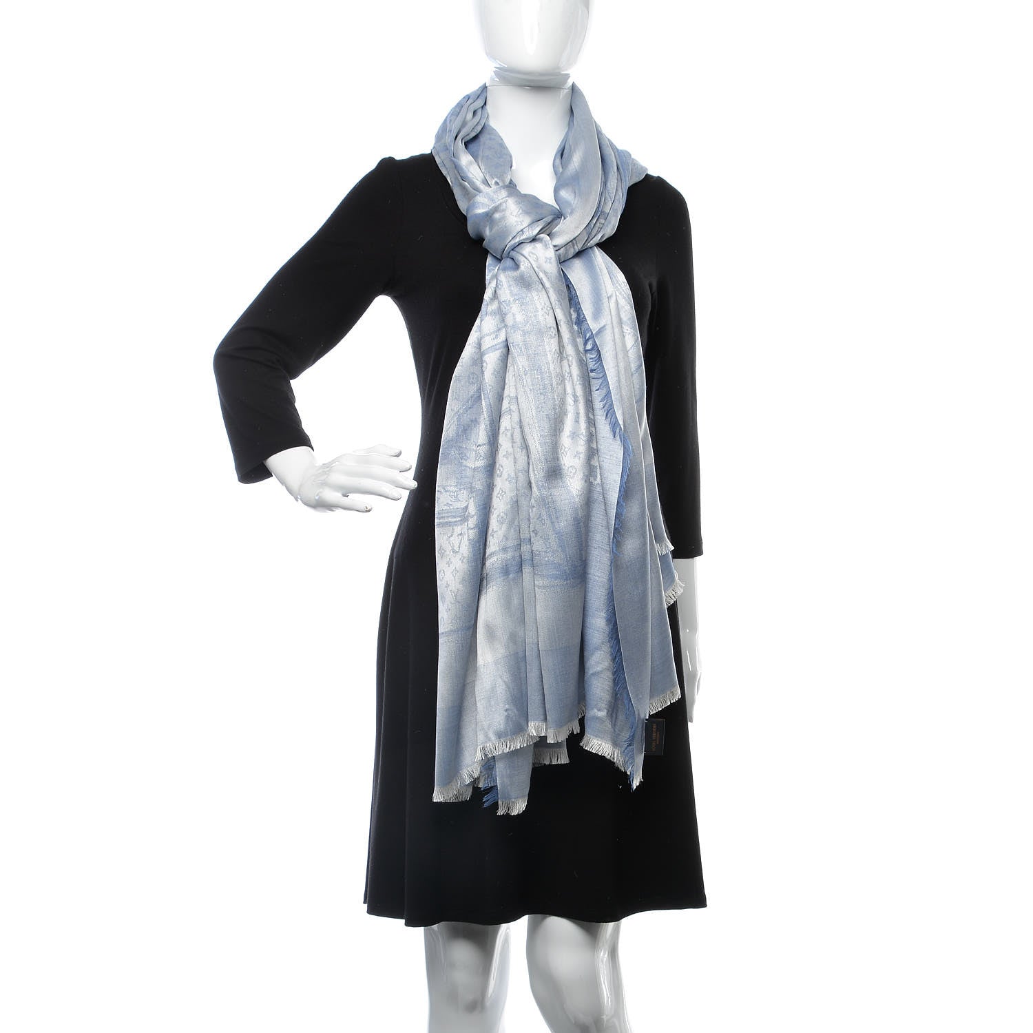 Louis Vuitton Cashmere Silk Steamer Shawl Blue 2 of 6