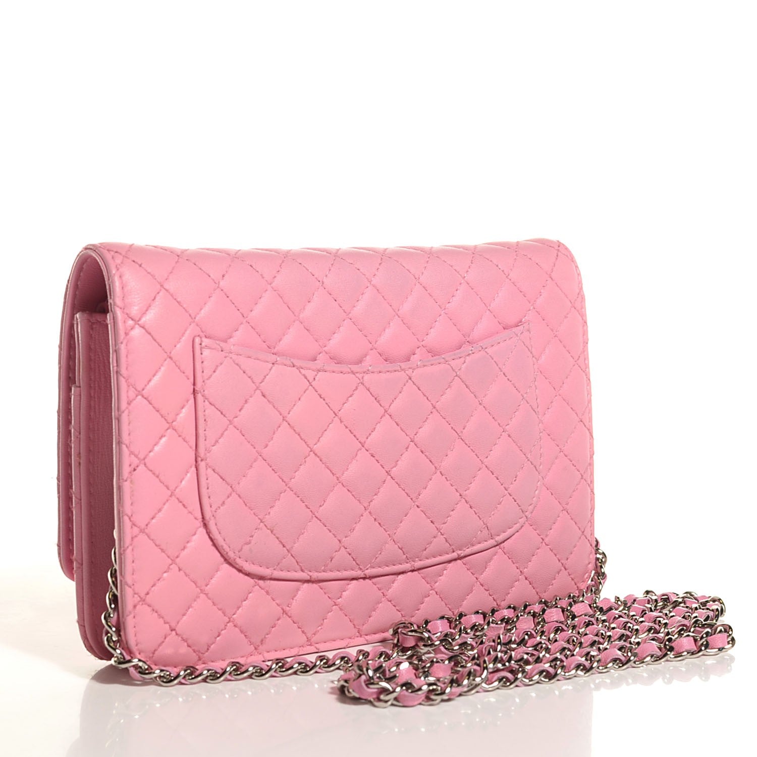 Chanel Lambskin Micro Quilted Wallet On Chain WOC Pink 3 of 9