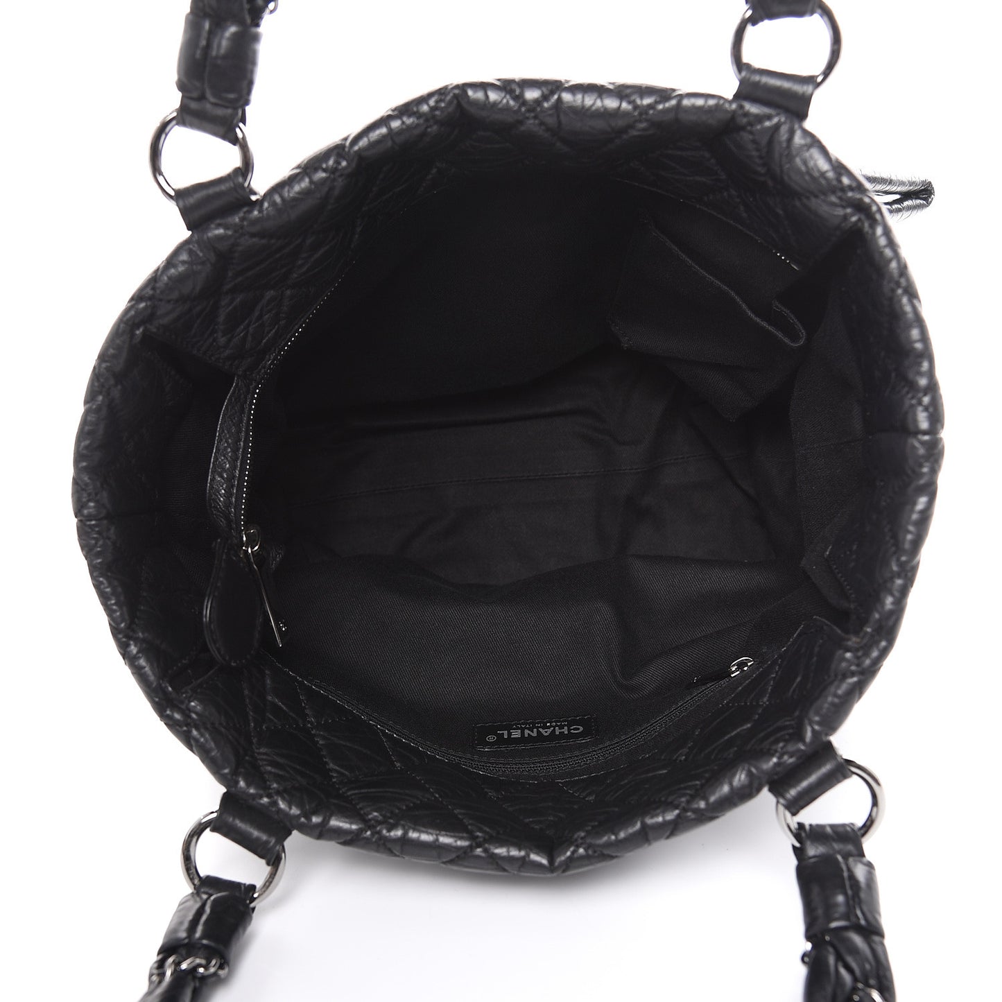 Distressed Lambskin Vintage Ligne L Lady Braid Tote Black