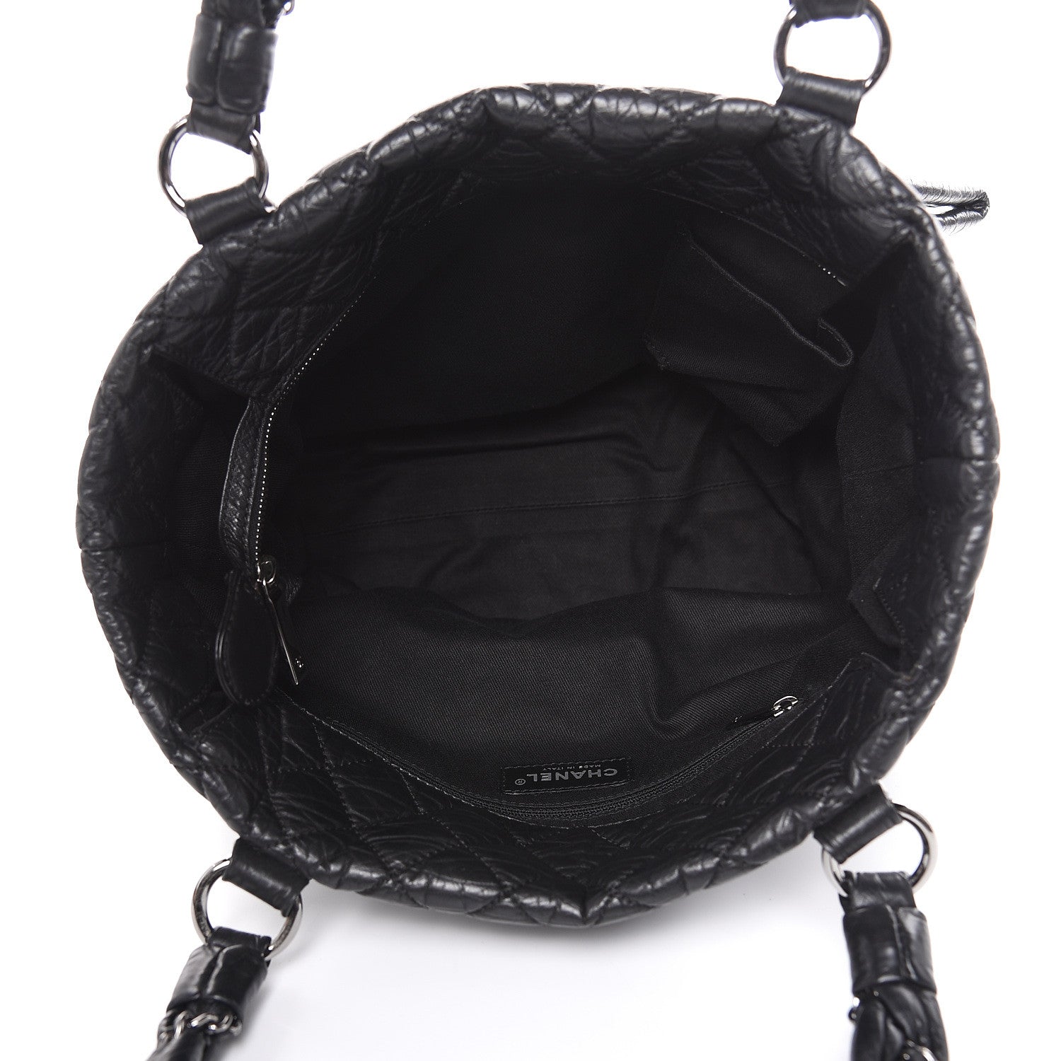 Chanel Distressed Lambskin Vintage Ligne L Lady Braid Tote Black 4 of 10