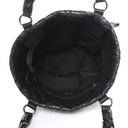 Chanel Distressed Lambskin Vintage Ligne L Lady Braid Tote Black 4 of 10