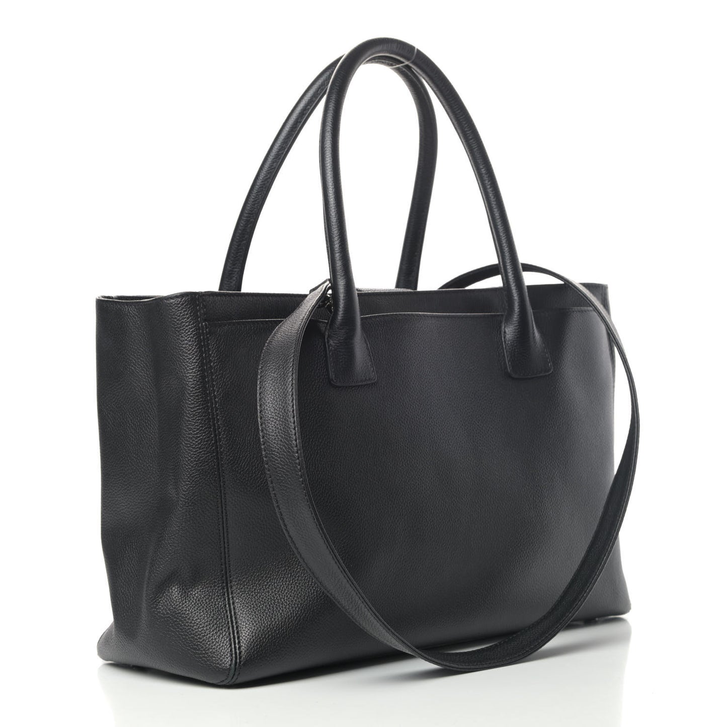 Calfskin Cerf Executive Shopper Tote Black