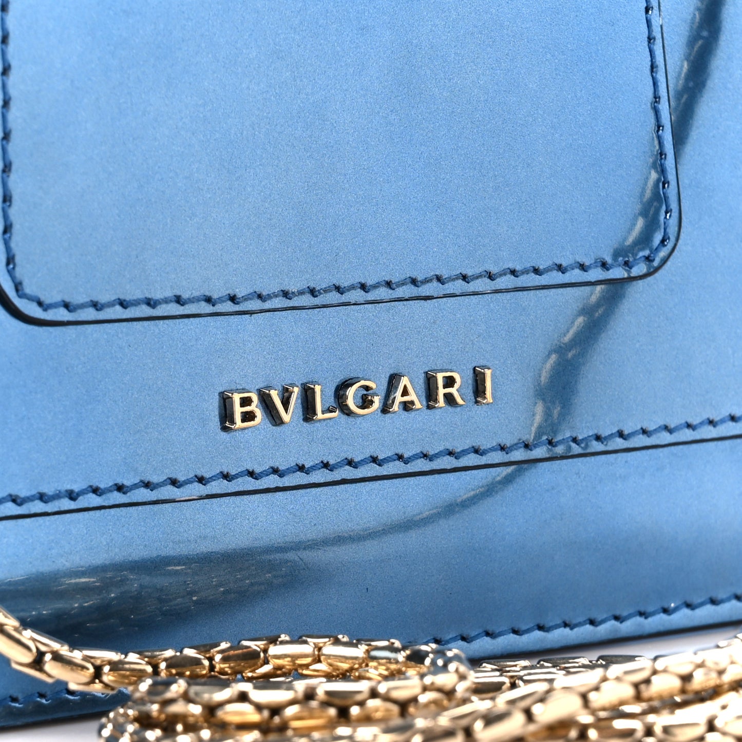 Metallic Calfskin Small Serpenti Forever Snake Strap Crossbody Bag Blue