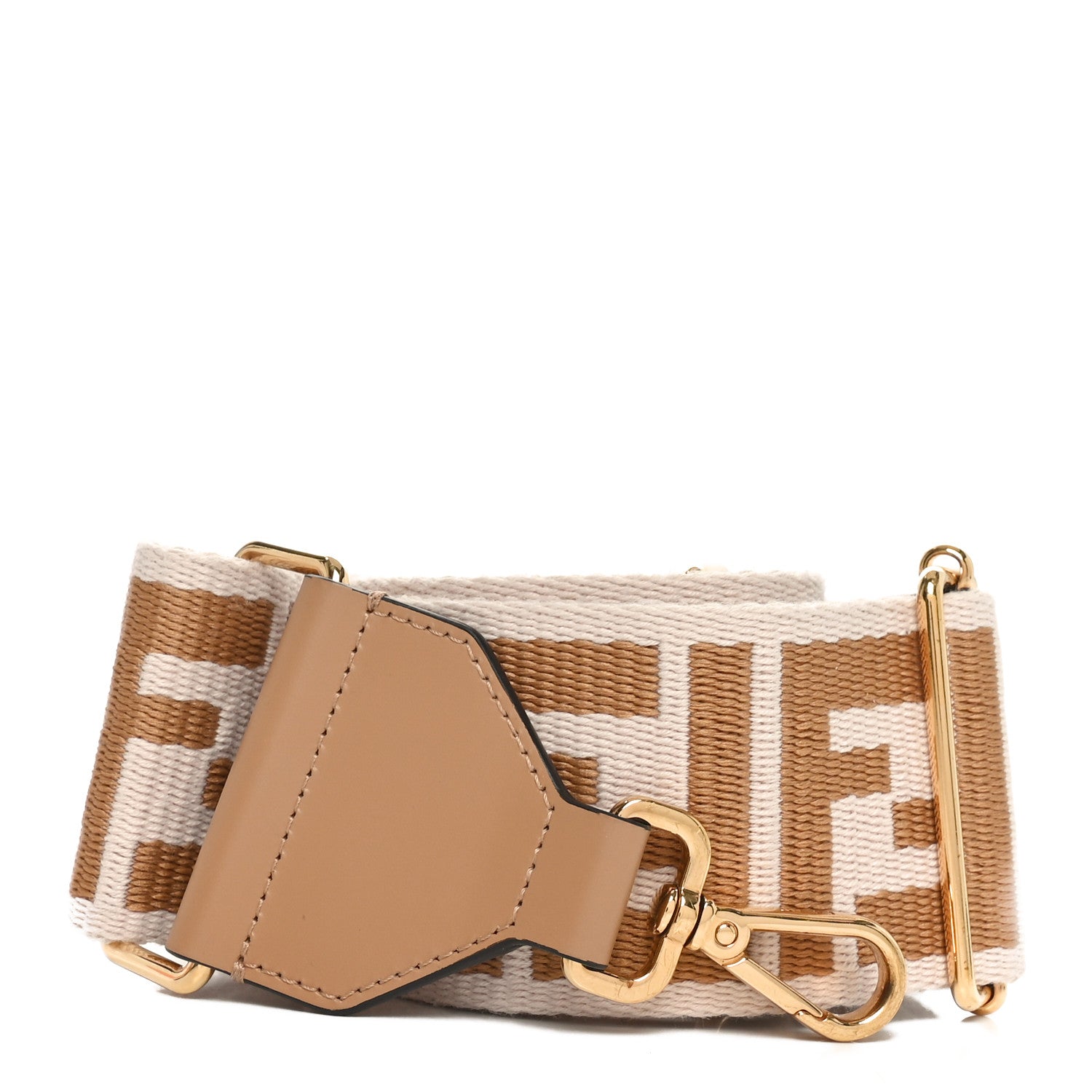 Fendi Ribbon Vitello King FF 1974 Adjustable Strap You Poudre Cuoio Miele Scuro 1 of 4