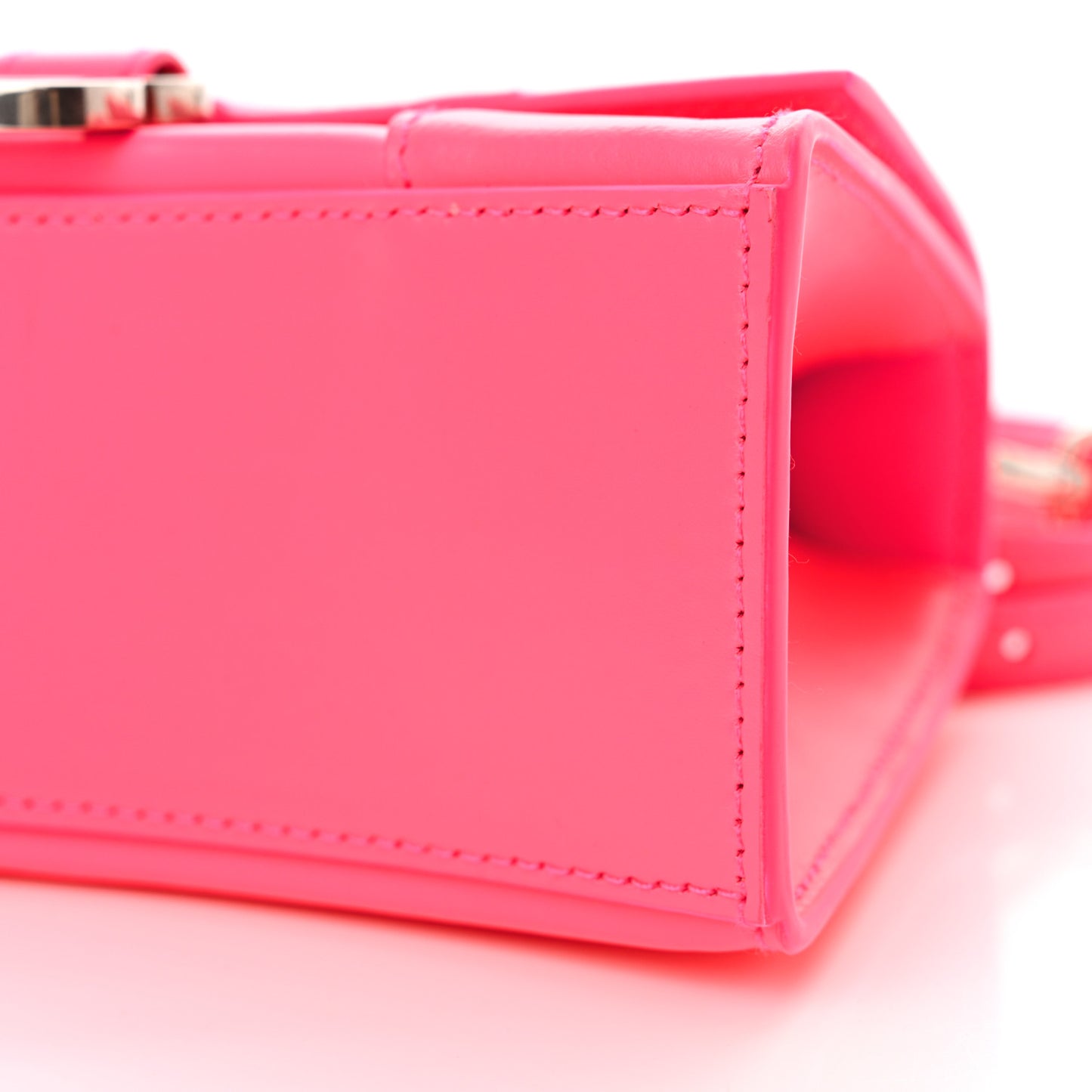 Shiny Box Calfskin Hourglass Top Handle Bag XS Fluo Pink