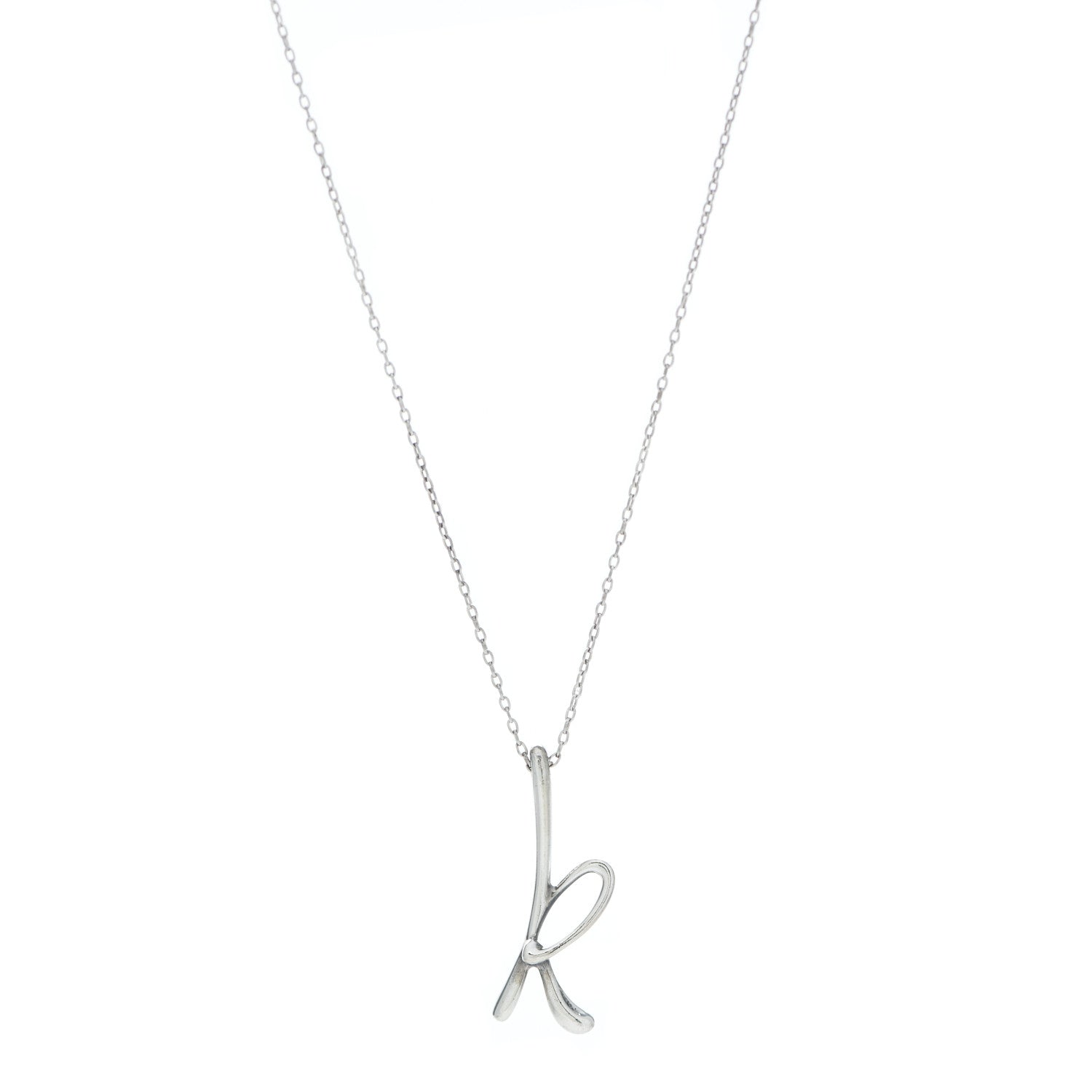Tiffany Sterling Silver Elsa Peretti Letter K Pendant Necklace 1 of 7