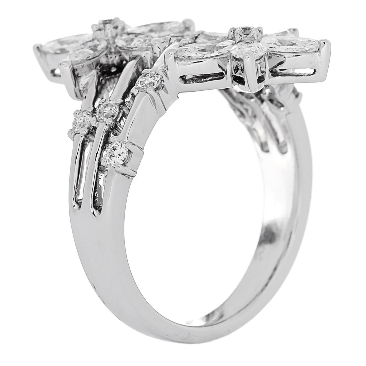 Parker & West by FASHIONPHILE 18K White Gold Diamond 1.46ctw Flower Ring 53 6.5 6 of 9
