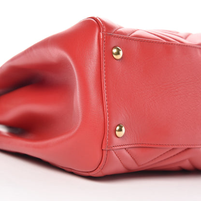 Gucci Calfskin Matelasse Medium GG Marmont Tote Hibiscus Red 9 of 14