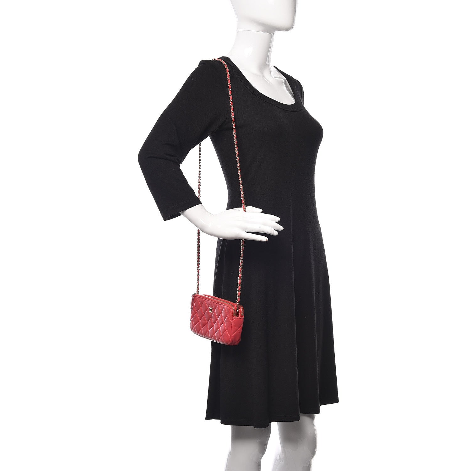 Chanel Lambskin Quilted Small Clutch With Chain Dark Pink 2 of 11