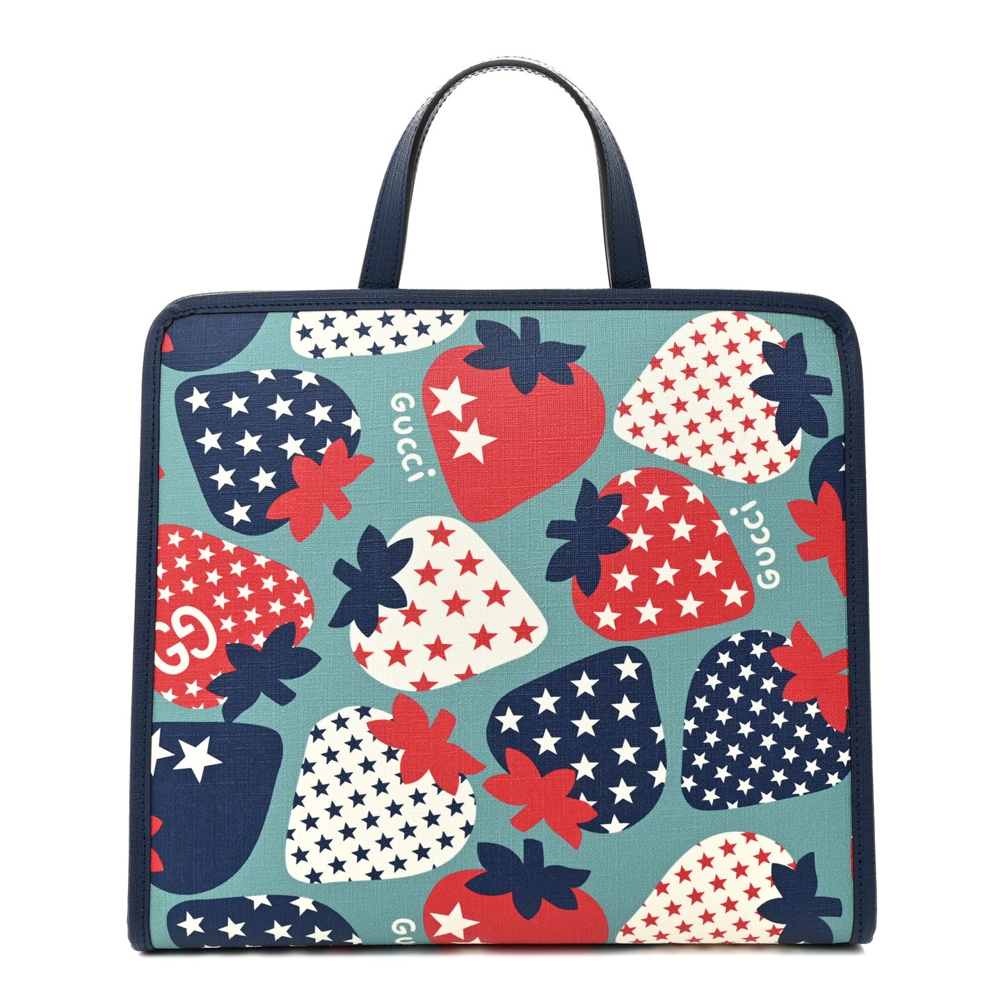 Coated Canvas Strawberry Stars Childrens Tote Red White Blue