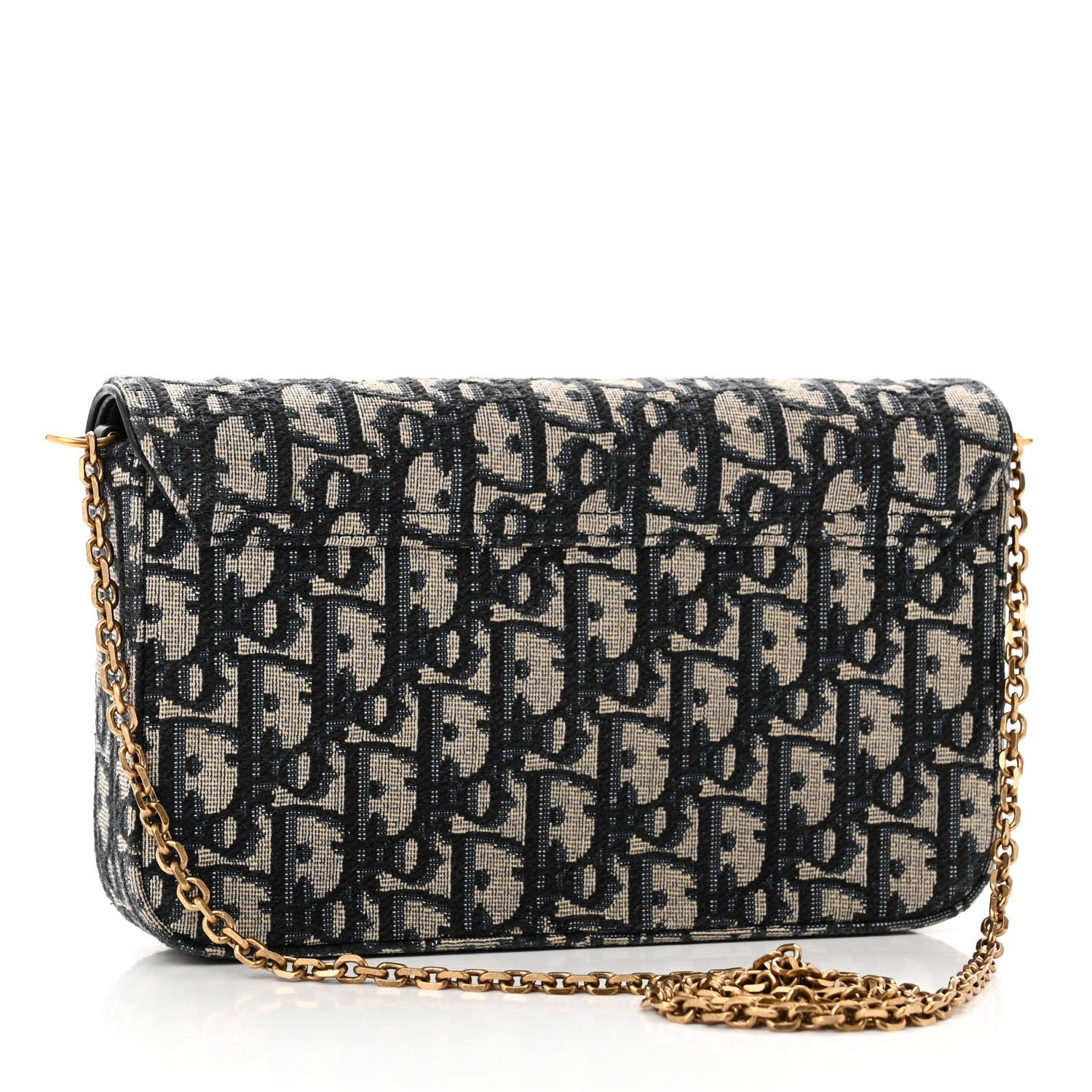 Christian Dior Oblique Saddle Chain Pouch Blue 3 of 11