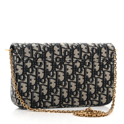 Christian Dior Oblique Saddle Chain Pouch Blue 3 of 11