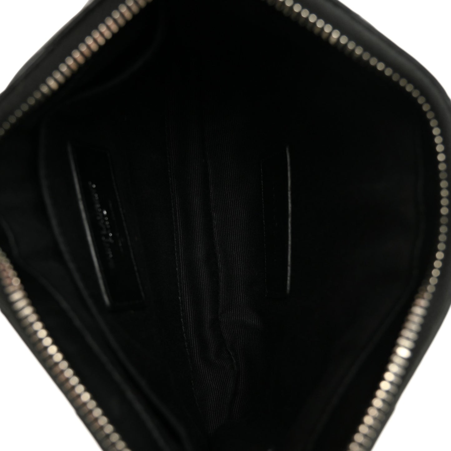 Calfskin Matelasse Chevron Monogram Pouch Black