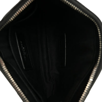 Saint Laurent Calfskin Matelasse Chevron Monogram Pouch Black 5 of 11