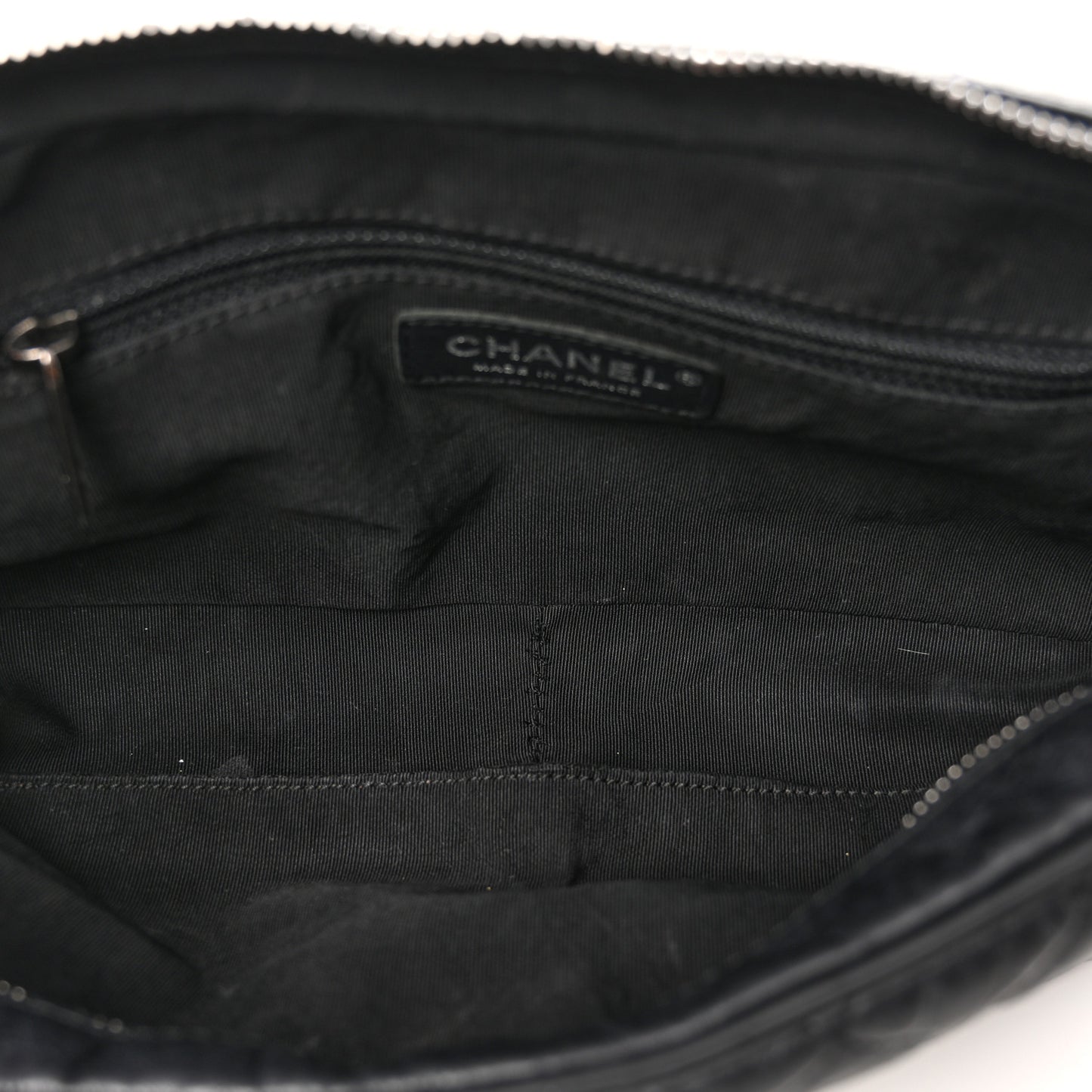 Crumpled Calfskin Quilted Medium Casual Rock Flap Black