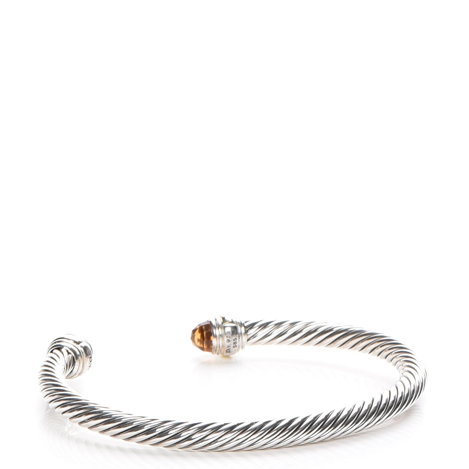 David Yurman Sterling Silver 14K Yellow Gold Citrine 5mm Cable Classics Bracelet 3 of 6