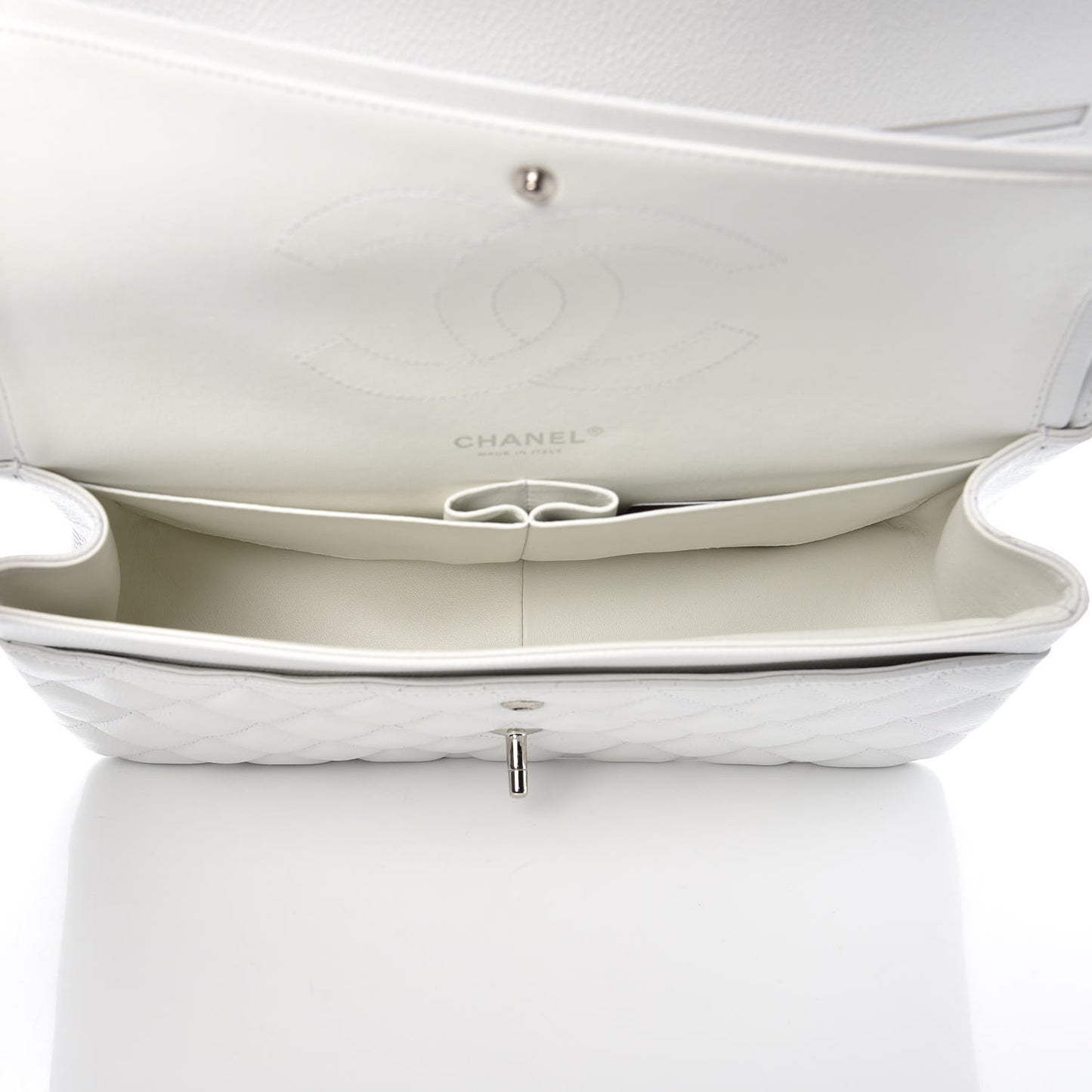 Caviar Quilted Jumbo Double Flap White
