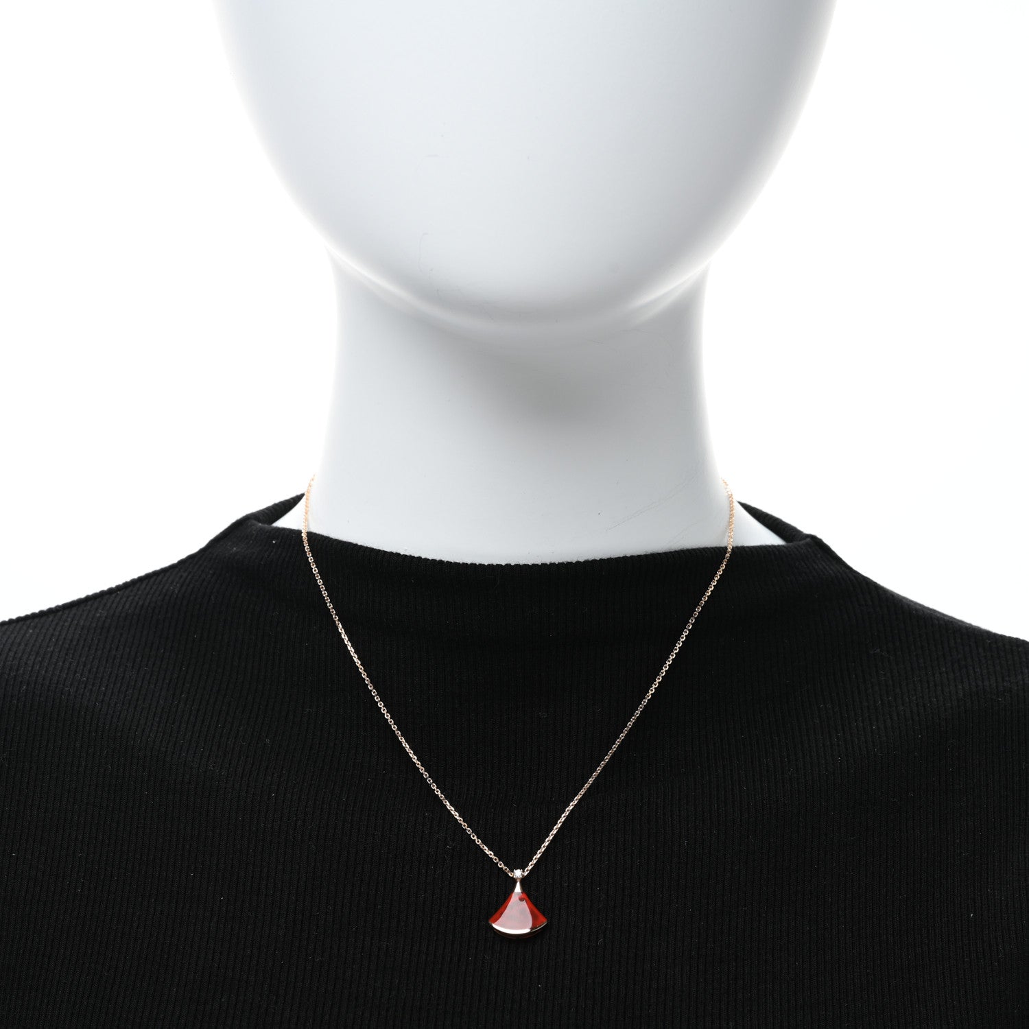 Bulgari 18K Rose Gold Diamond Carnelian Divas' Dream Pendant Necklace 3 of 4