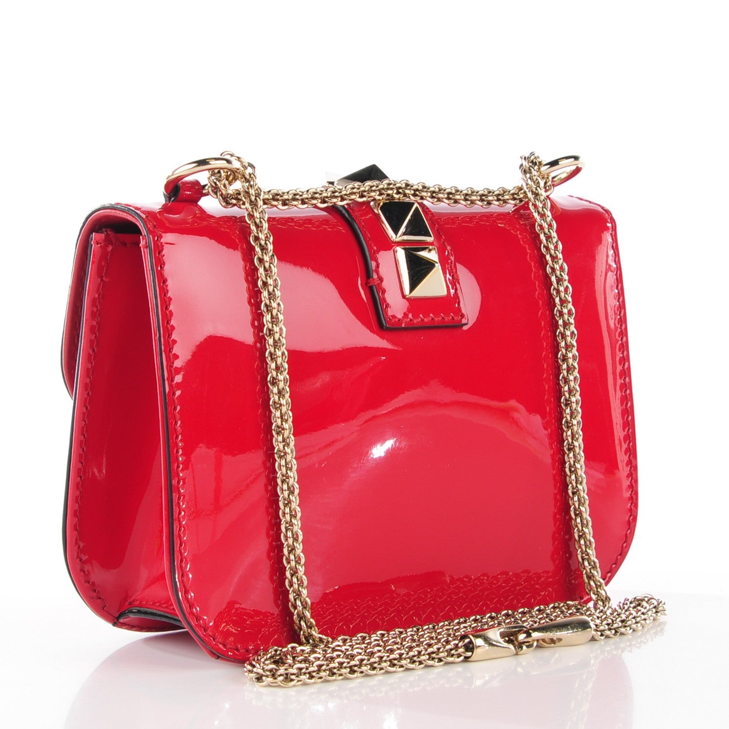 Valentino Garavani Patent Small Glam Lock Rockstud Flap Rosso Valentino 3 of 8