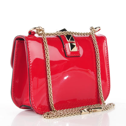 Valentino Garavani Patent Small Glam Lock Rockstud Flap Rosso Valentino 3 of 8