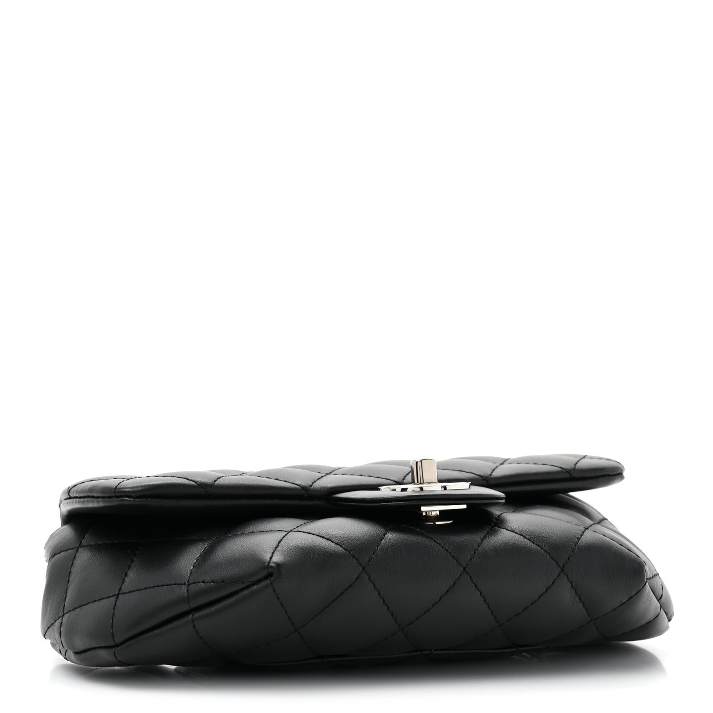 Calfskin Quilted CC Uniform Flap Belt Bag Black