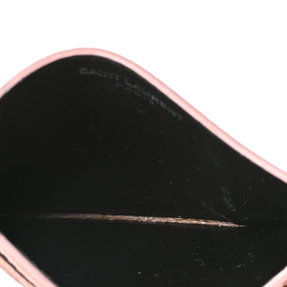 Saint Laurent Grain De Poudre Matelasse Chevron Monogram Credit Card Case Pale Pink 4 of 8