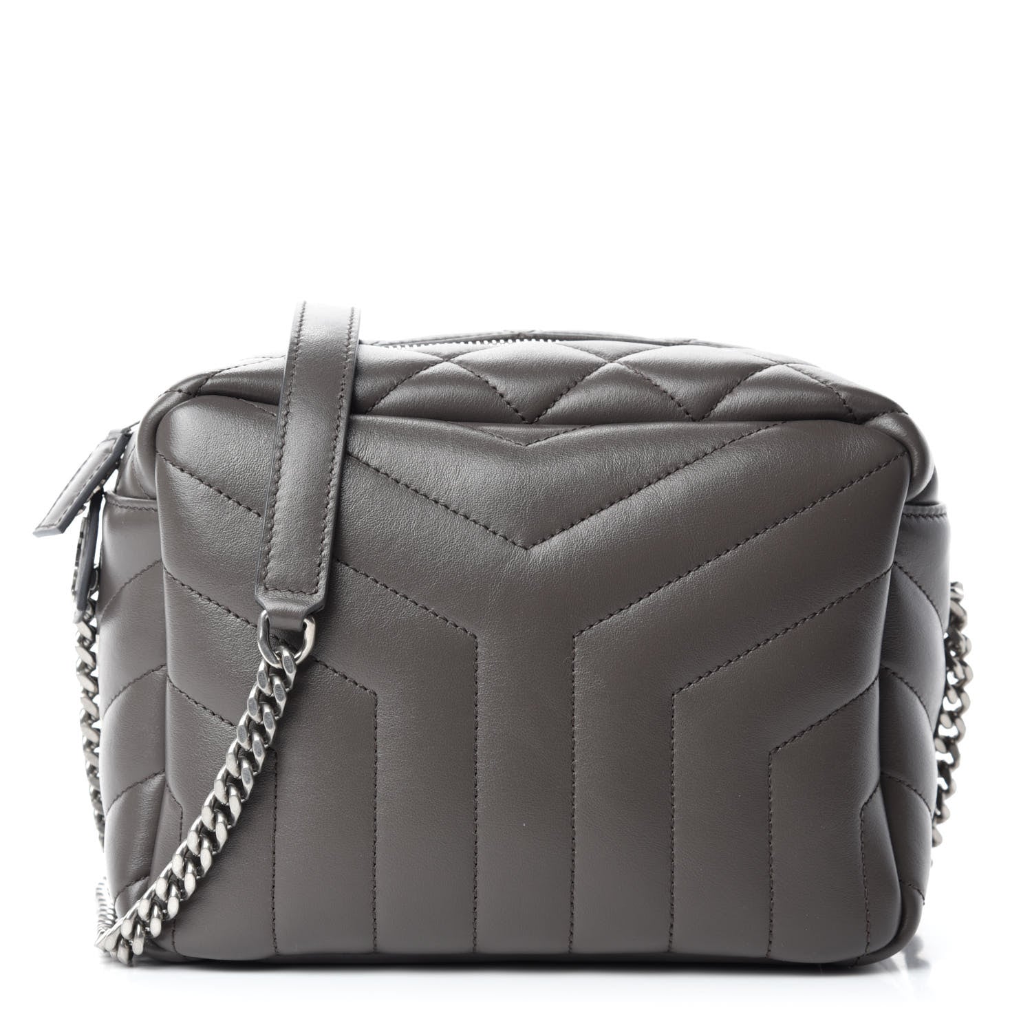 Saint Laurent Calfskin Y Quilted Monogram Small Loulou Bowling Bag Earth 1 of 10