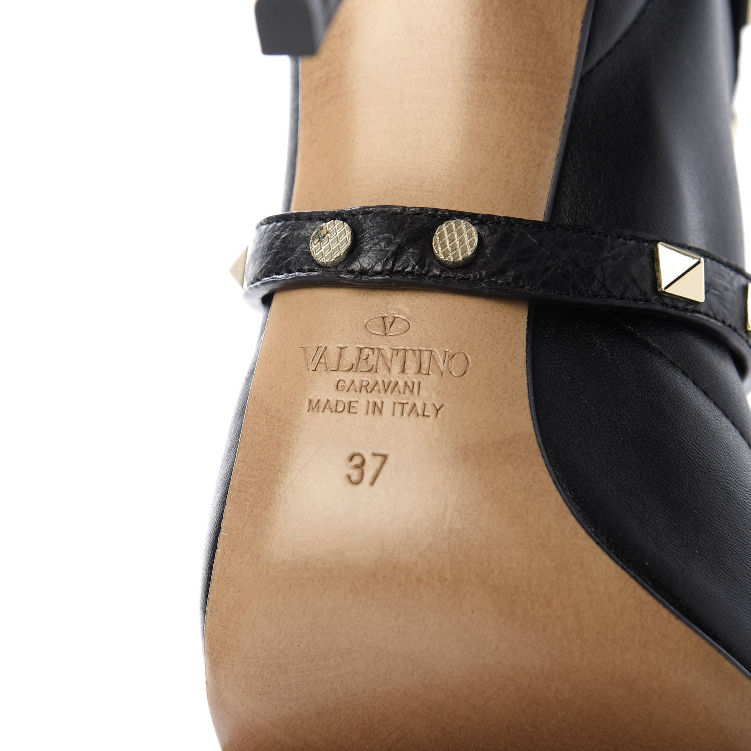 Valentino Garavani Calfskin Rockstud Ankle Boots 37 Black 7 of 8