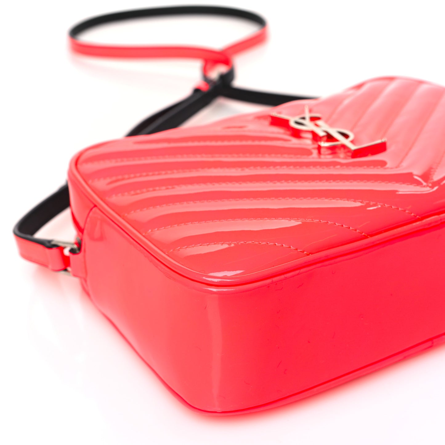 Patent Calfskin Matelasse Monogram Lou Camera Bag Neon Pink