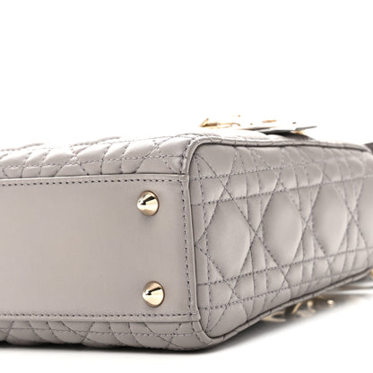 Christian Dior Lambskin Cannage Small Lucky Badges My Lady Dior Grey 10 of 10