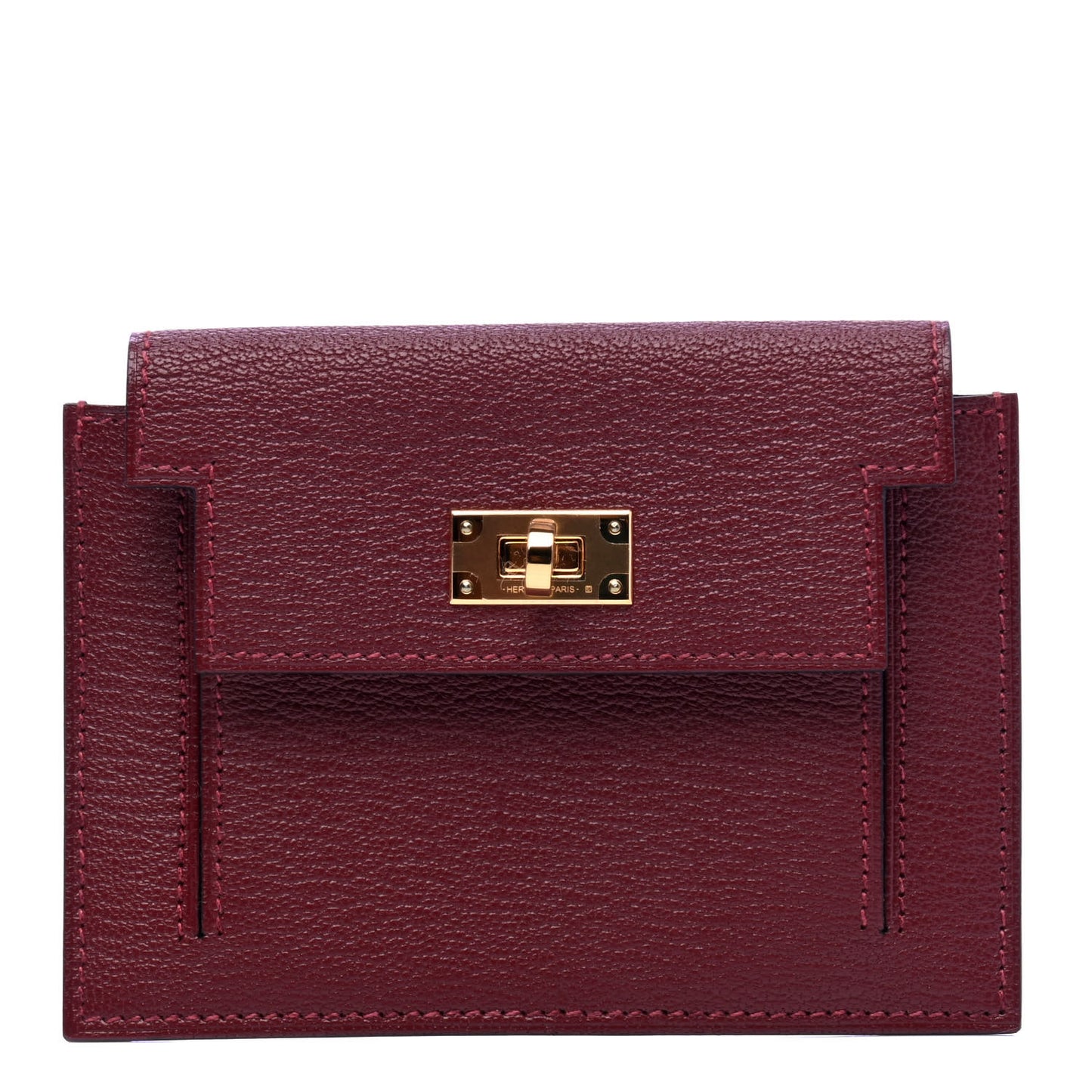 Chevre Mysore Kelly Pocket Compact Wallet Rouge H