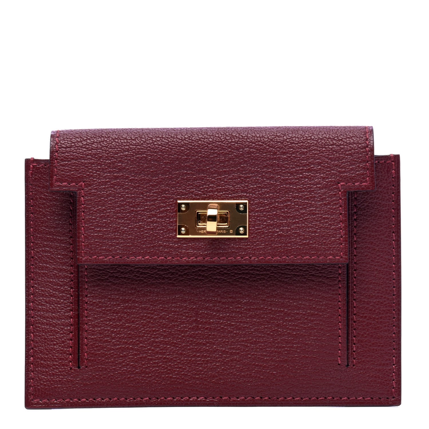 Hermes Chevre Mysore Kelly Pocket Compact Wallet Rouge H 1 of 6