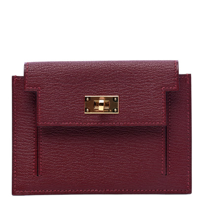 Hermes Chevre Mysore Kelly Pocket Compact Wallet Rouge H 1 of 6