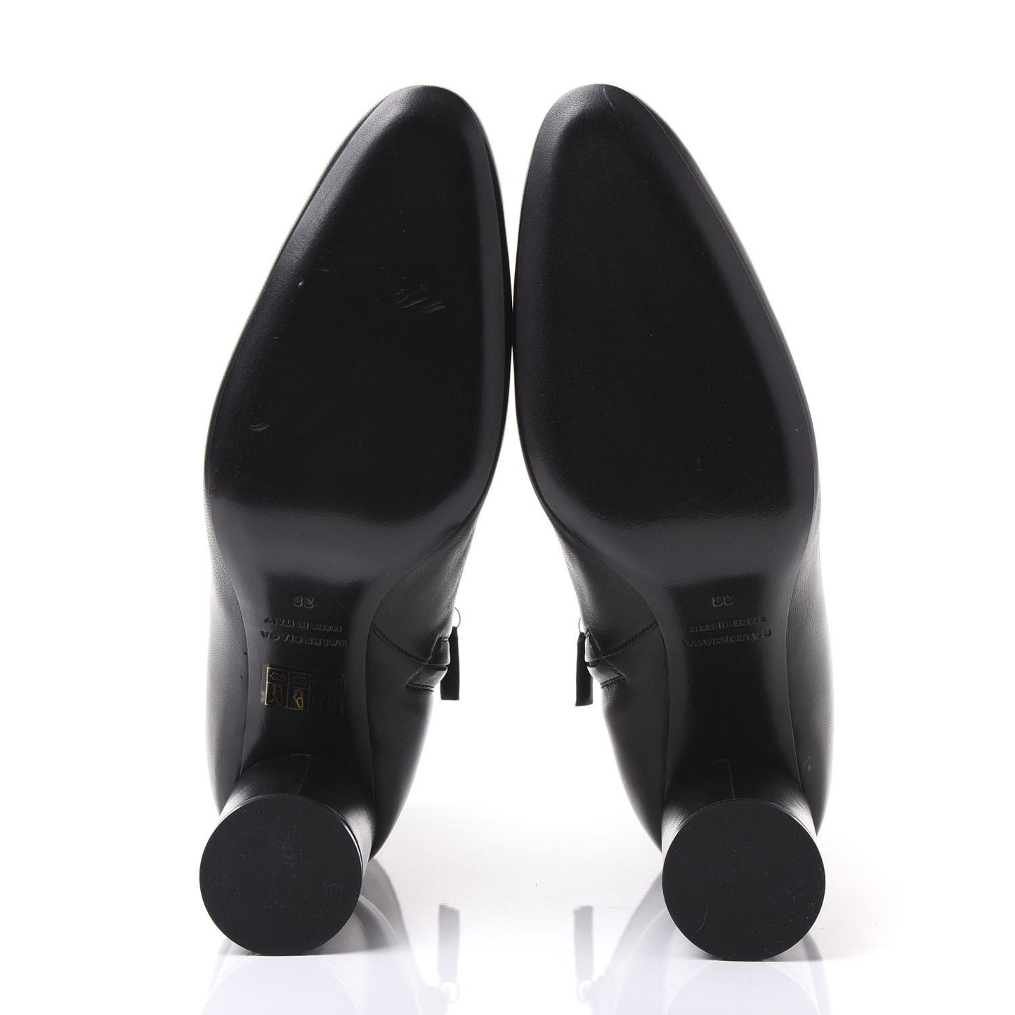Shiny Sheepskin 20mm Oval Booties 38 Black