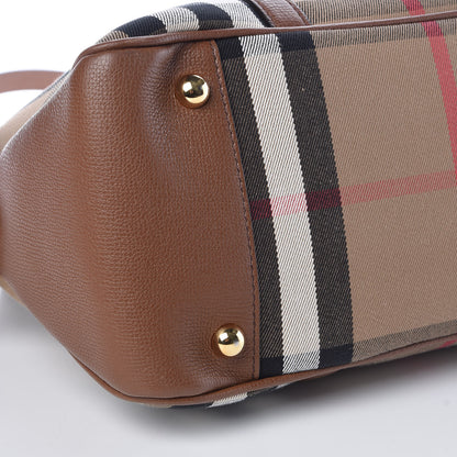 Burberry Derby Calfskin House Check Medium Milverton Satchel Tan 8 of 9