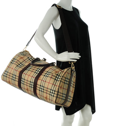 Burberry Haymarket Check Duffle Bag Dark Brown 2 of 7